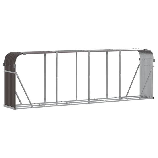 Abri bûches XXL acier galvanisé stockage bois jardin Marron 300cm – ComfortXL Outdoor Living - Image 2