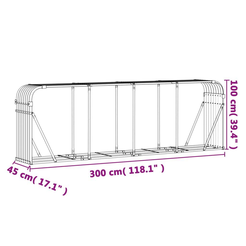 Abri bûches XXL acier galvanisé stockage bois jardin Marron 300cm – ComfortXL Outdoor Living - Image 9