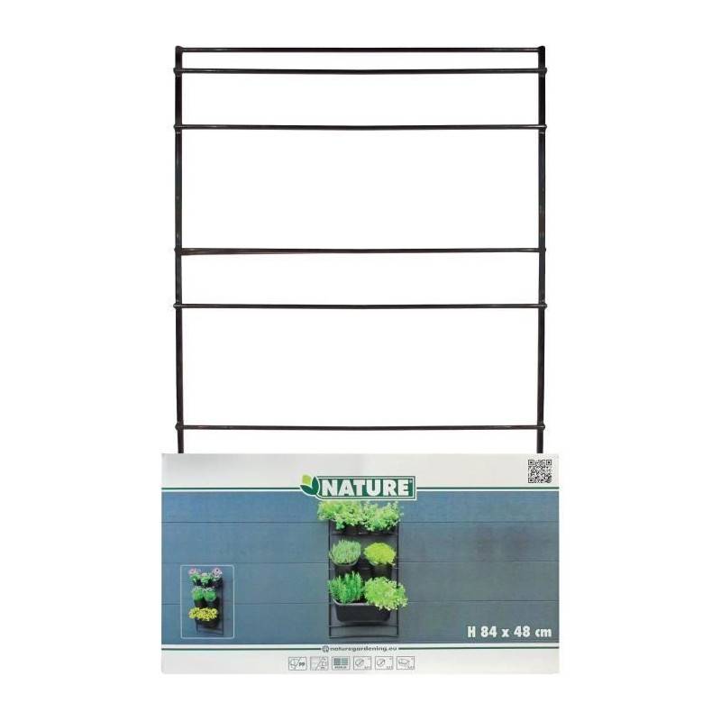 Nature - Jardiniere Murale - Kit Support Mural + 3 Pots (0,9l) + 2 Pots (2,5l) + 1 Jardiniere (5,4l) - Noir - H84 X L48cm - Nature - Imagen 4