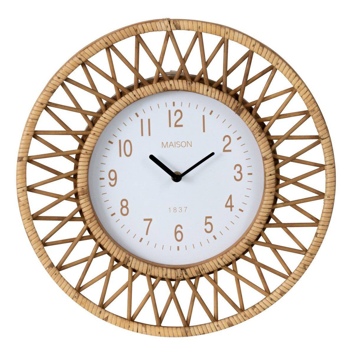Horloge Murale en Rotin "Wonder" 40cm Naturel - Image 1
