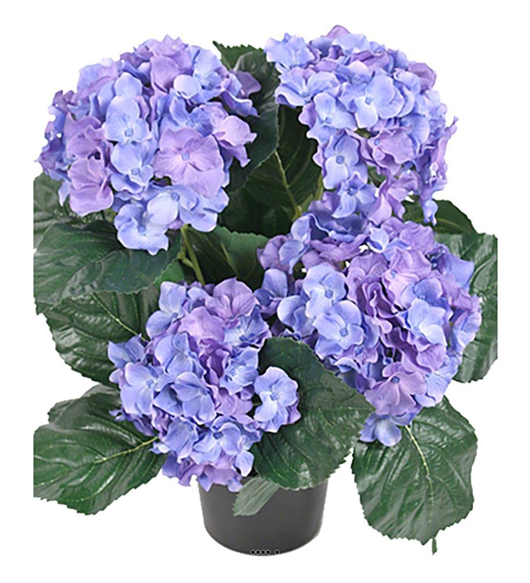 Artificielles - Hortensia en pot artificiel lesté H 40 cm 5 superbes têtes Bleu royal - couleur: Bleu royal 250