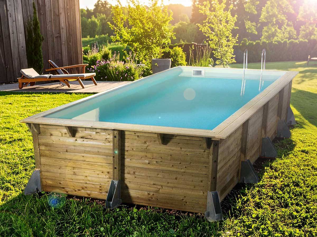 Ubbink - Kit piscine bois Ubbink Azura 5,05 x 3,50 x 1,26 m - Liner beige + Kit margelles - Imagen 1