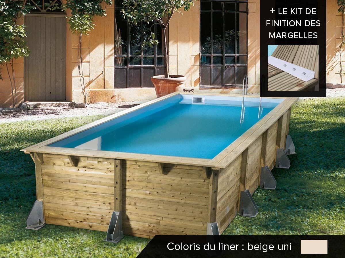Ubbink - Kit piscine bois Ubbink Azura 5,05 x 3,50 x 1,26 m - Liner beige + Kit margelles - Imagen 2