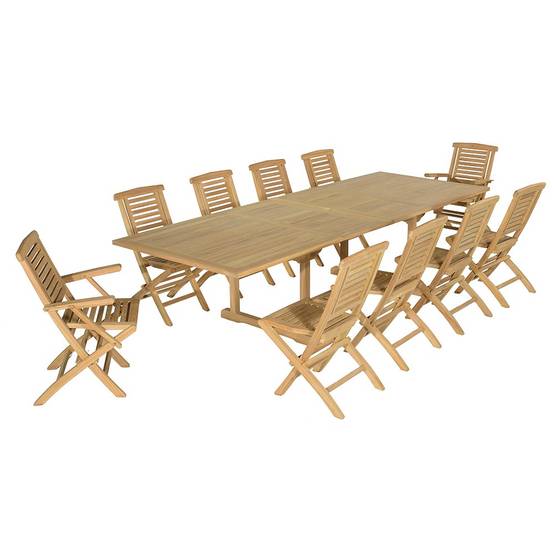 Salon de jardin teck massif Elda, 10 places - TECK'Attitude - Image 1