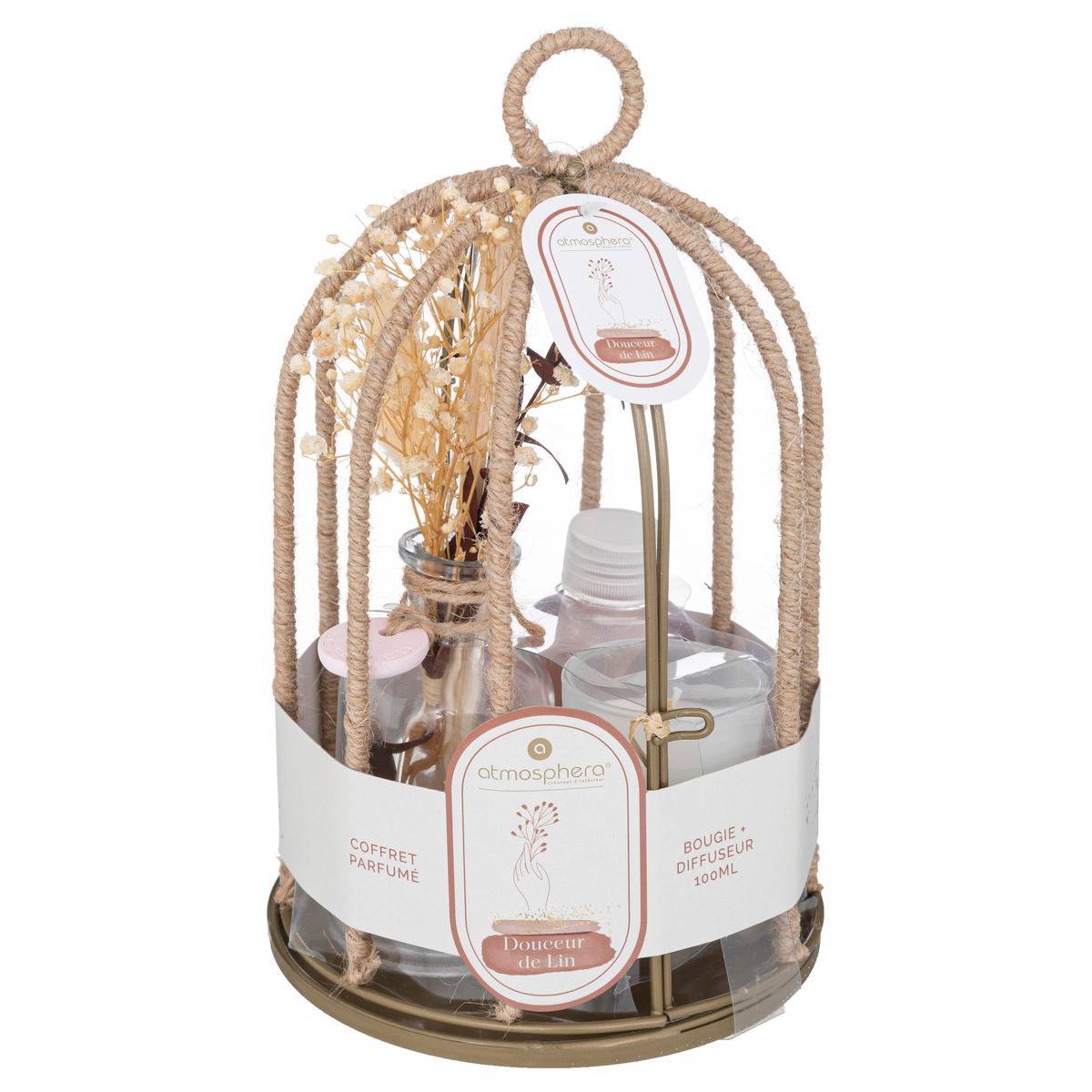 Atmosphera - Coffret senteur cage Paola avec corde lin - Atmosphera Créateur d'intérieur - Image 2
