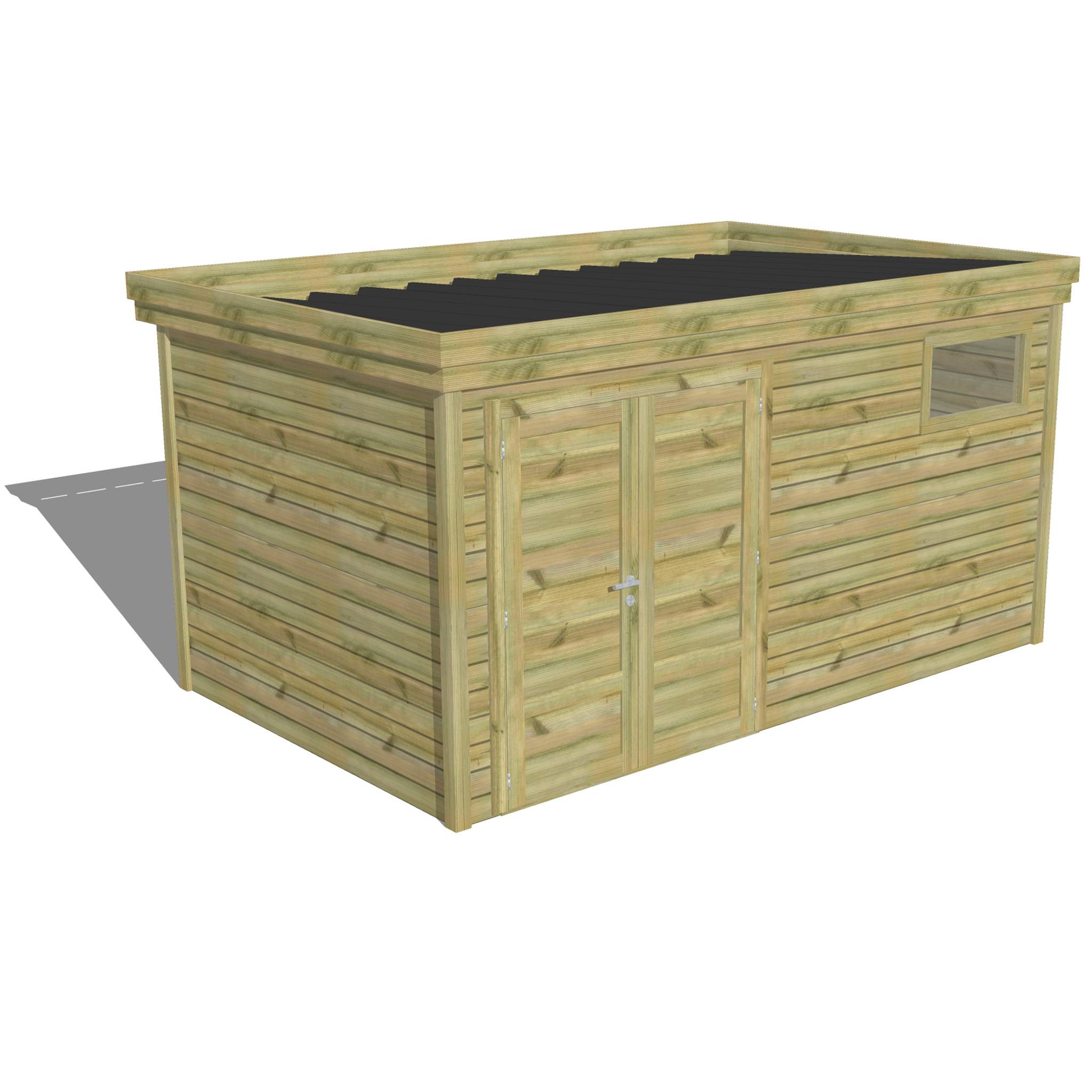 Sans Marque - ABRI DE JARDIN bois autoclave 27mm - 4,34x2,64m / 11m2 - Bac acier - Abri Français - Image 1
