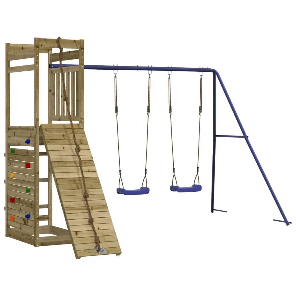 Helloshop26 - Aire de jeux d'extérieur balançoires toboggan portiques robuste 316 x 257 x 207 cm jeux jardin bois de pin imprégné - Imagen 3