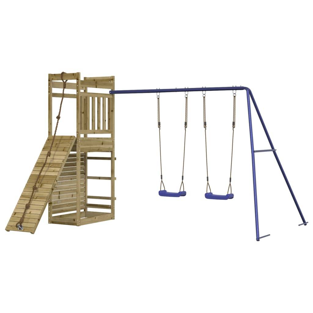 Helloshop26 - Aire de jeux d'extérieur balançoires toboggan portiques robuste 316 x 257 x 207 cm jeux jardin bois de pin imprégné - Imagen 1