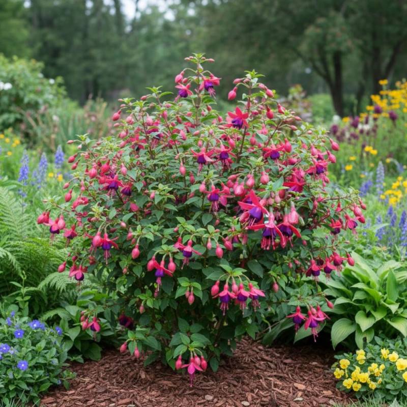 Fuchsia arbustif Tom Thumb à fleurs Violette/Rouge - feuillage Semi-Persistant - - Imagen 5
