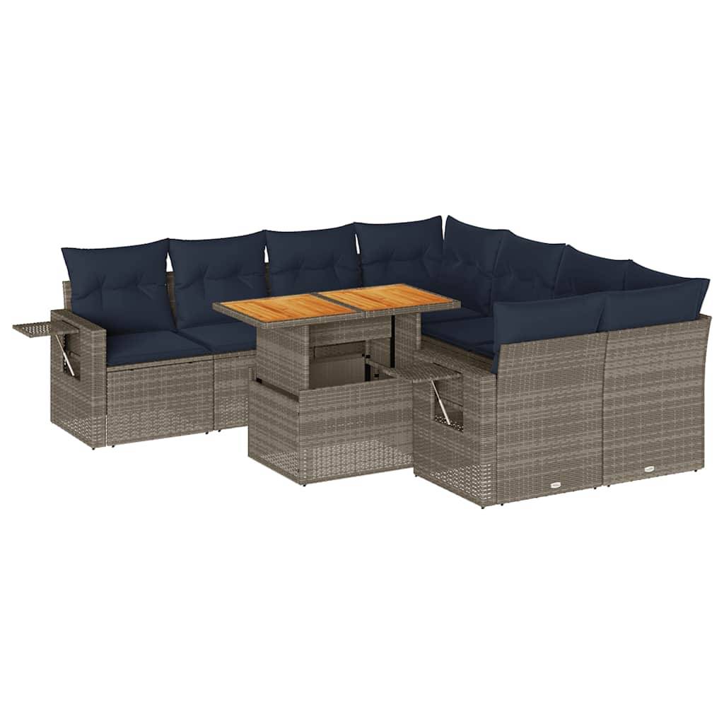 ComfortXL - Salon de jardin 8 places gris résine tressée avec table bois ajustable et rangement intégré – ComfortXL Outdoor Living - Image 2