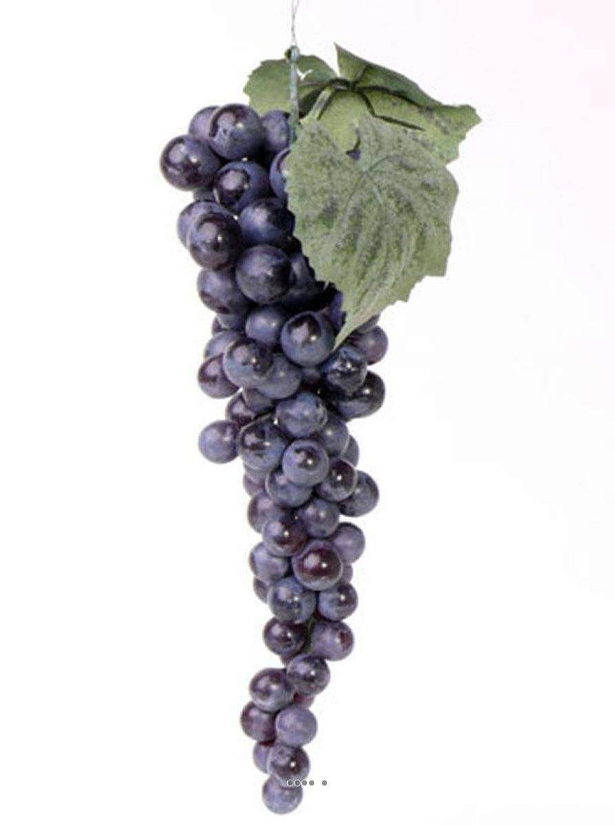 Artificielles - Grappe de raisin artificiel L 28 cm avec feuillage 90 raisins Bourgogne - couleur: Bourgogne