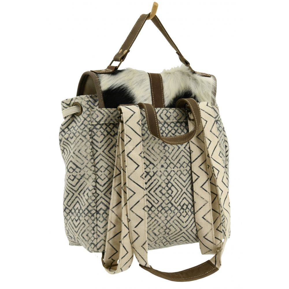 Aubry Gaspard - Sac à dos en coton et peau de vache Globe Trotteur - Imagen 3