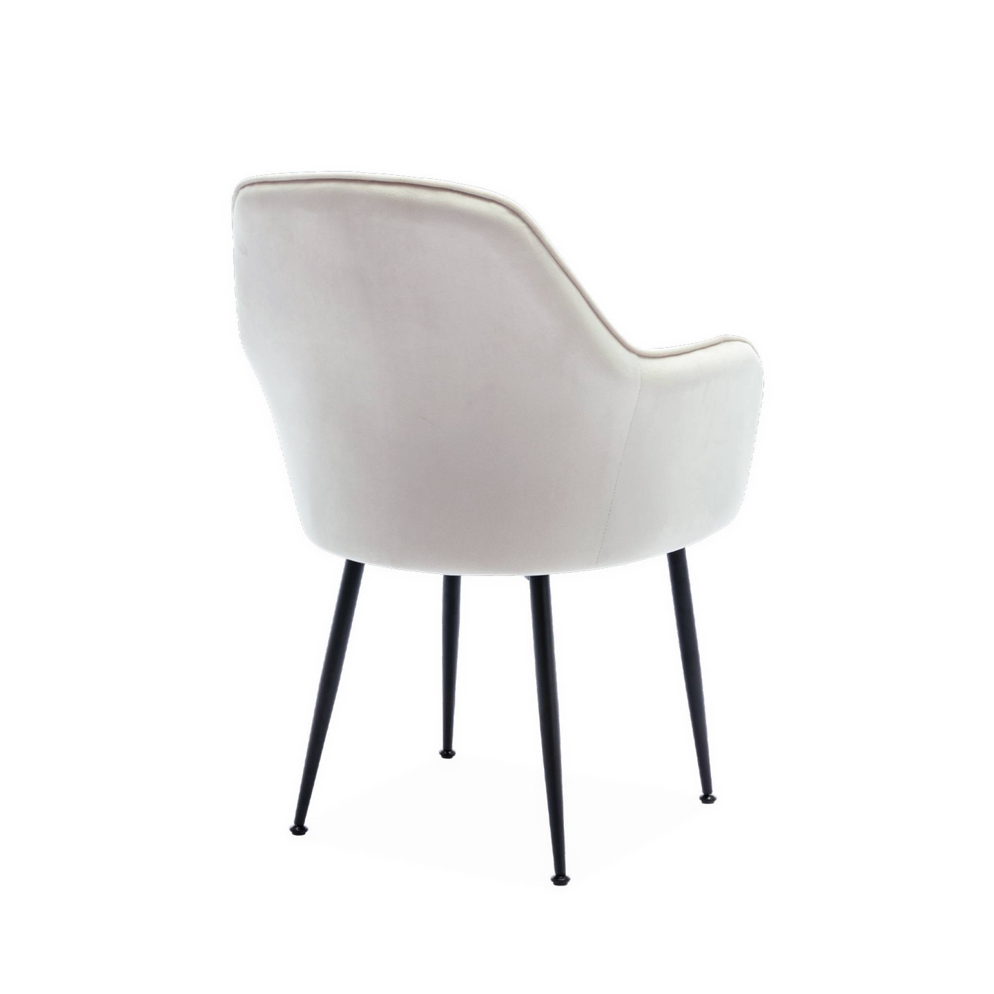 sweeek - Lot de 2 fauteuils en velours blanc cassé et pieds en métal noir. Shella L 57 x P 59 x H 84.5 | sweeek - Image 5