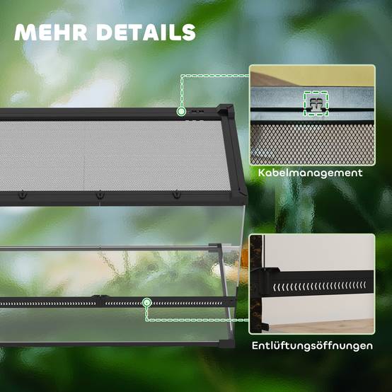 Terrarium en verre pour reptiles, fond surélevé et imperméable, fermeture à bouton - Image 10