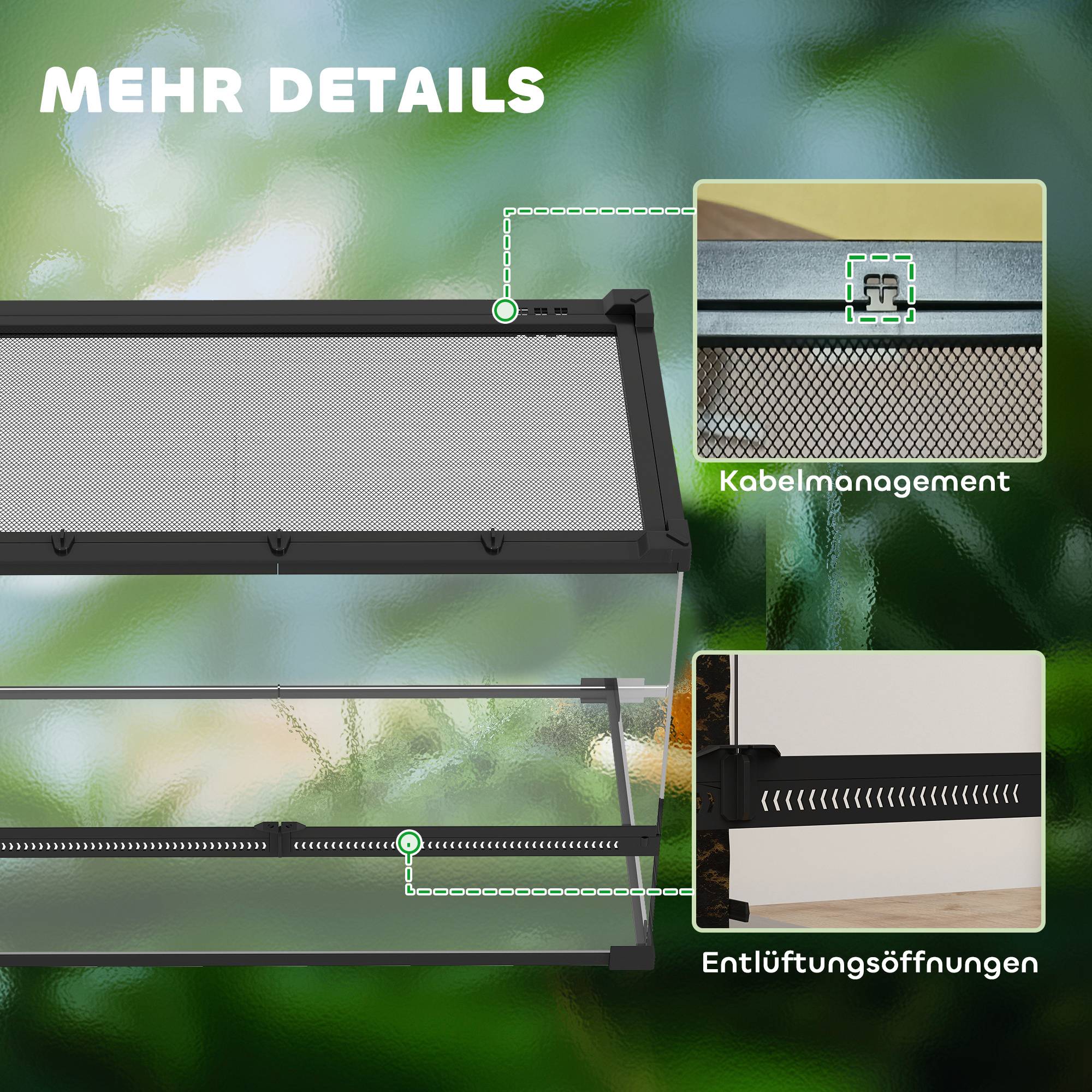 Terrarium en verre pour reptiles, fond surélevé et imperméable, fermeture à bouton - Image 10