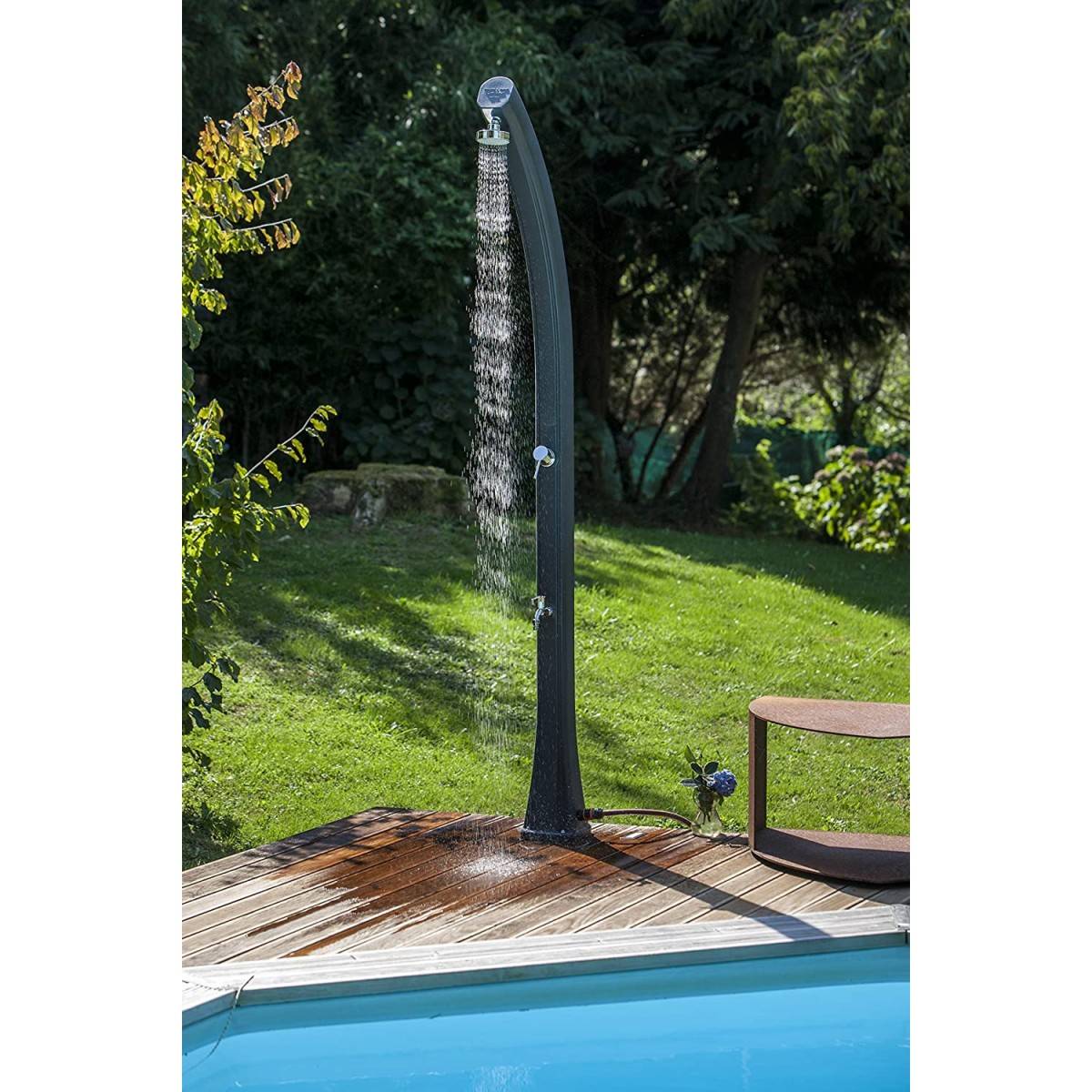 Gré - Douche solaire Professionnelle GRE Résine noire 25 litres Robinet mitigeur Piscines Plages  Jardins - Imagen 7