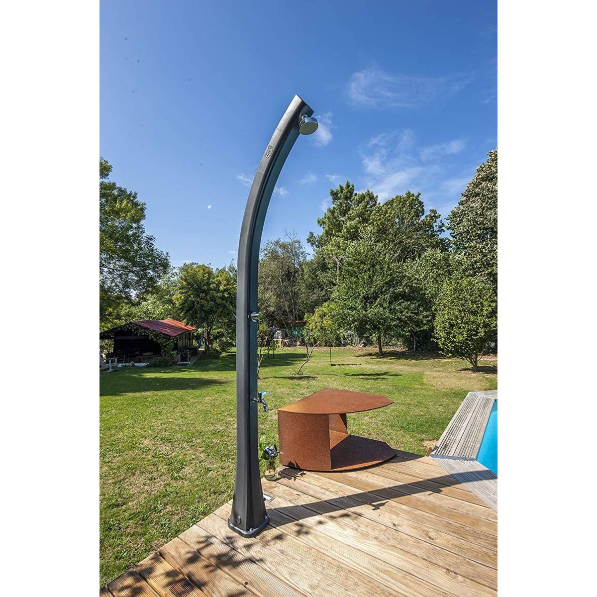 Gré - Douche solaire Professionnelle GRE Résine noire 25 litres Robinet mitigeur Piscines Plages  Jardins - Imagen 6