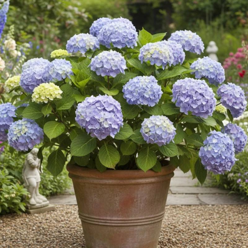 Hortensia So Long® Ebony 'MONMAR', Hydrangea macrophylla à fleurs Bleue - feuillage Caduc - Godet - 5/20 cm-  hauteur à maturité De 1,00 m à 1,50 m - Imagen 4