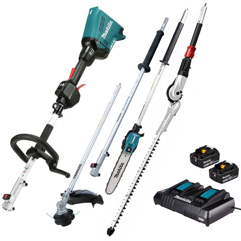 Makita - MAKITA Pack Outil Multifonctions 36V DUX60 + Rallonge + Coupe-Herbe + Perche élagueuse + Taille-haies + 2 batt 6Ah + Chargeur