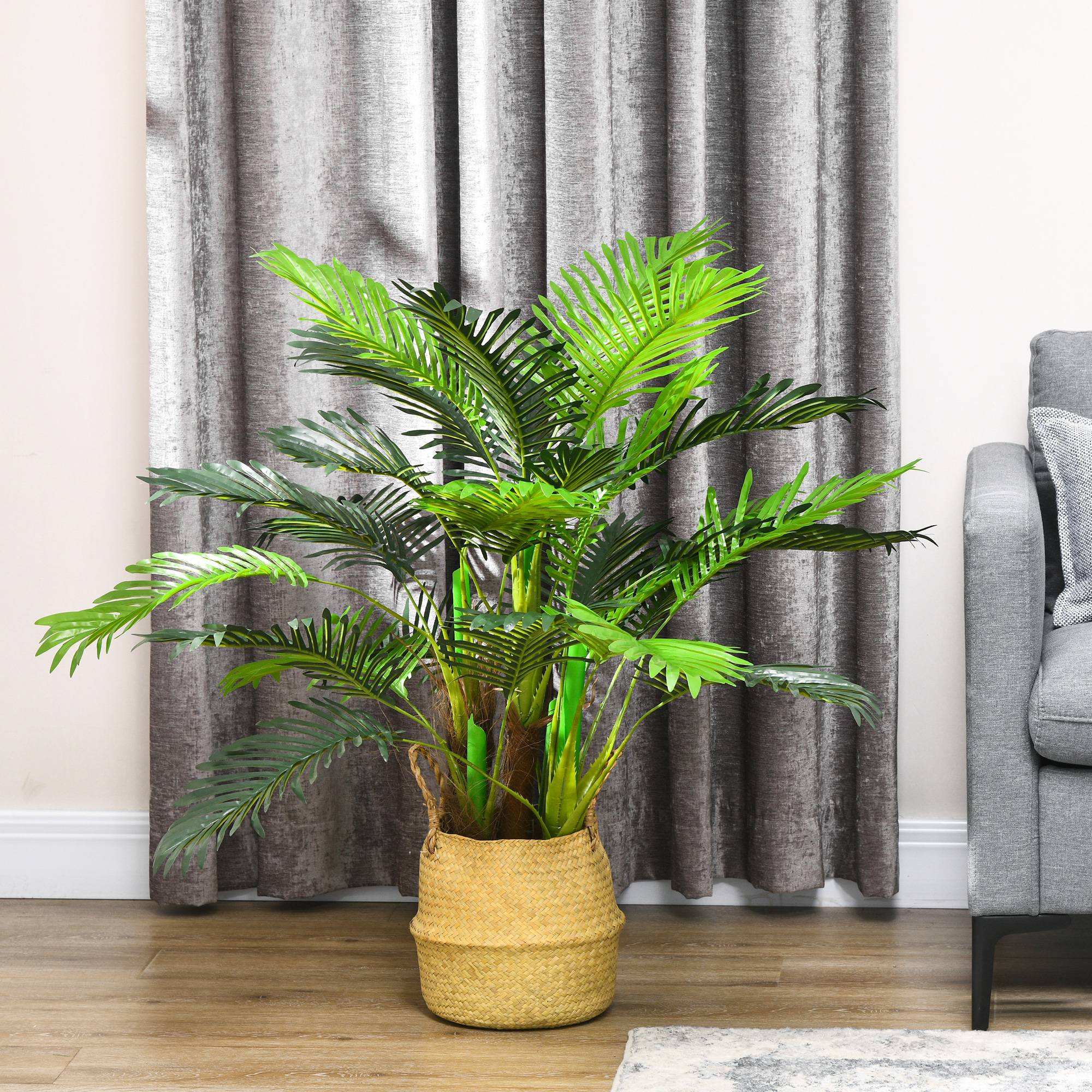 Palmier Artificiel Réaliste Plastique Intérieur Extérieur Branches Flexibles 100cm - ComfortXL Outdoor Living - Image 9