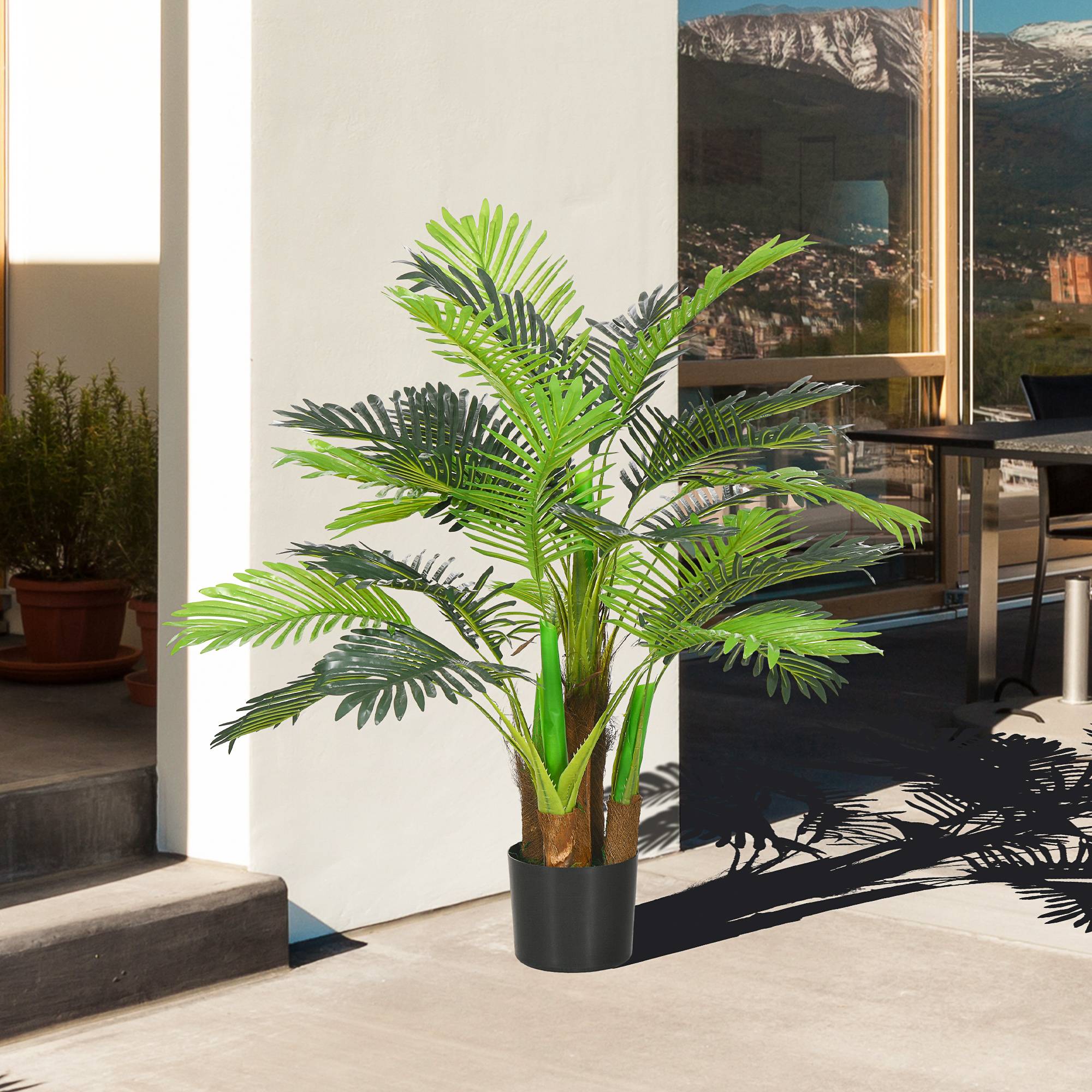 Palmier Artificiel Réaliste Plastique Intérieur Extérieur Branches Flexibles 100cm - ComfortXL Outdoor Living - Image 6