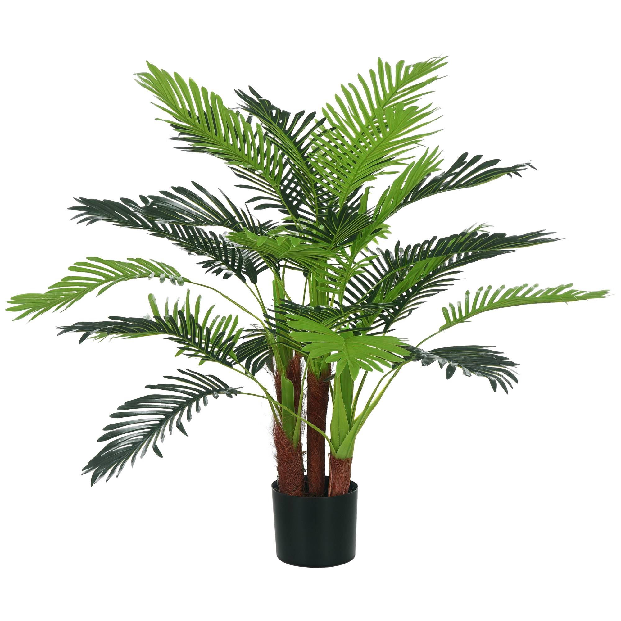 Palmier Artificiel Réaliste Plastique Intérieur Extérieur Branches Flexibles 100cm - ComfortXL Outdoor Living - Image 1