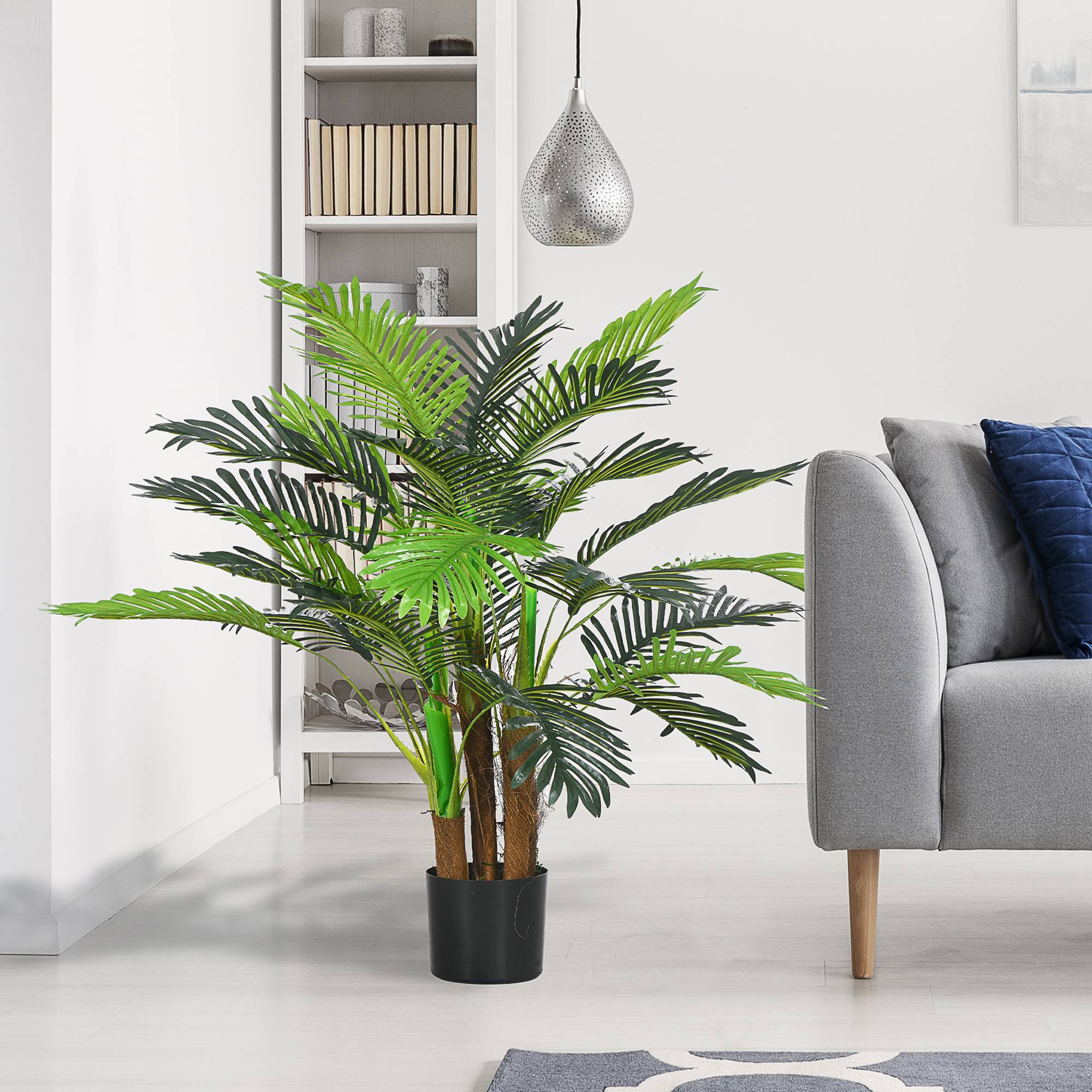 Palmier Artificiel Réaliste Plastique Intérieur Extérieur Branches Flexibles 100cm - ComfortXL Outdoor Living - Image 3
