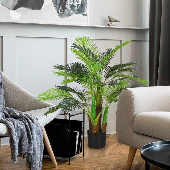 Palmier Artificiel Réaliste Plastique Intérieur Extérieur Branches Flexibles 100cm - ComfortXL Outdoor Living - Image 4