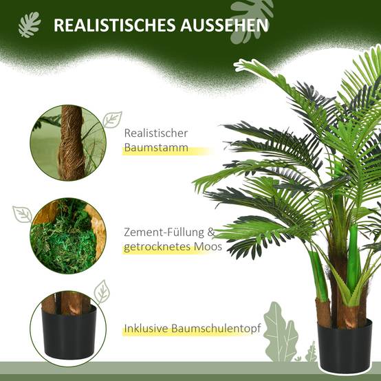 Palmier Artificiel Réaliste Plastique Intérieur Extérieur Branches Flexibles 100cm - ComfortXL Outdoor Living - Image 7