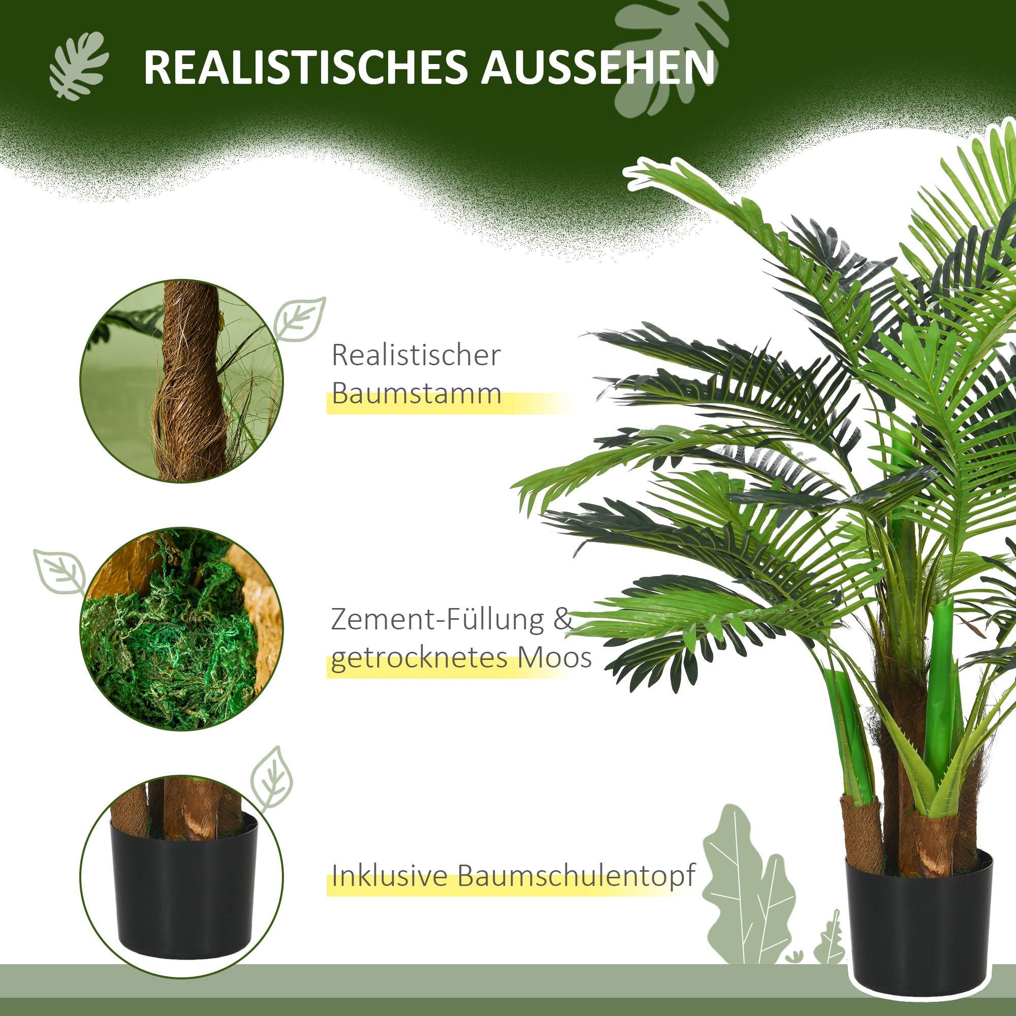 Palmier Artificiel Réaliste Plastique Intérieur Extérieur Branches Flexibles 100cm - ComfortXL Outdoor Living - Image 7