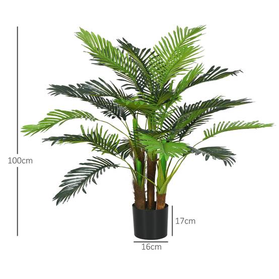 Palmier Artificiel Réaliste Plastique Intérieur Extérieur Branches Flexibles 100cm - ComfortXL Outdoor Living - Image 5