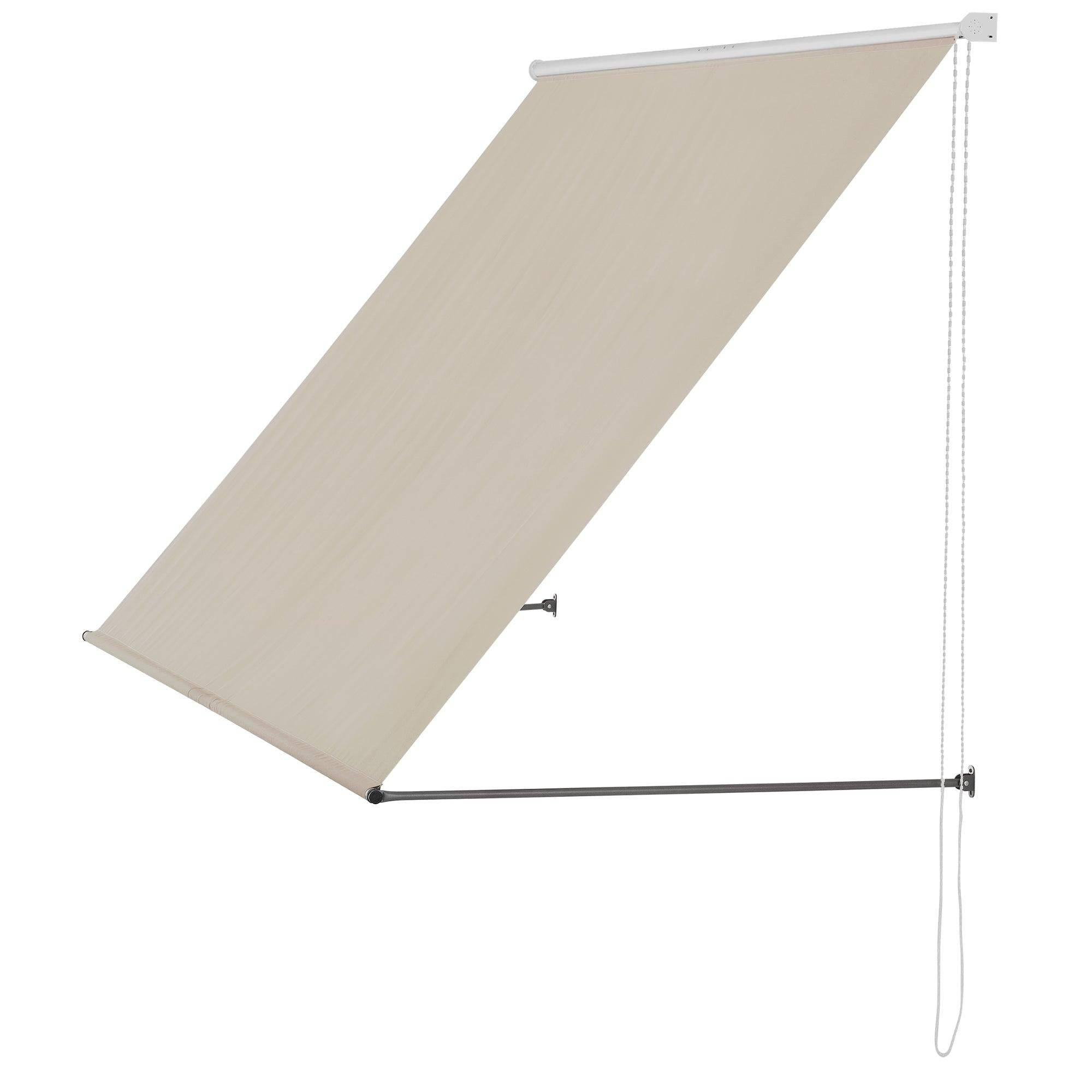 Helloshop26 - Brise-soleil pare-soleil auvent pour fixer au mur rétractable armature en acier 400 x 120 cm beige - Imagen 2
