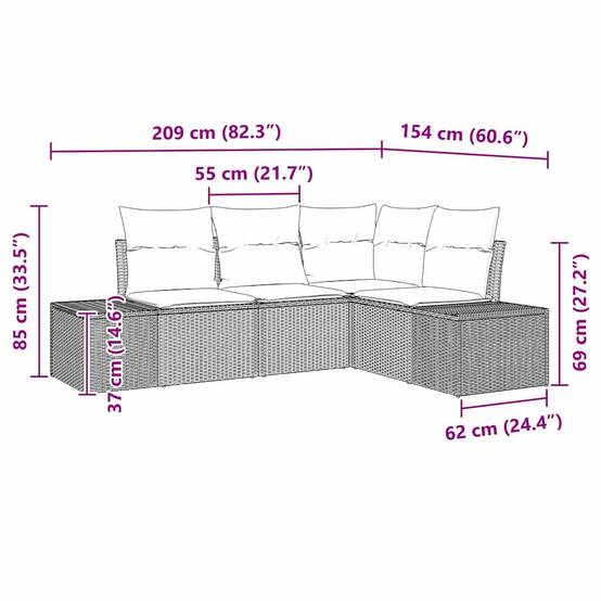 Vidaxl - Ensemble de canapé de jardin 4 pcs Noir et Crème polyrotin vidaXL 3355706 - Image 3