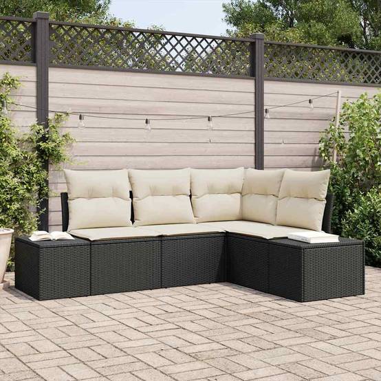 Vidaxl - Ensemble de canapé de jardin 4 pcs Noir et Crème polyrotin vidaXL 3355706 - Image 1