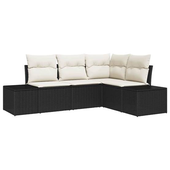 Vidaxl - Ensemble de canapé de jardin 4 pcs Noir et Crème polyrotin vidaXL 3355706 - Image 2