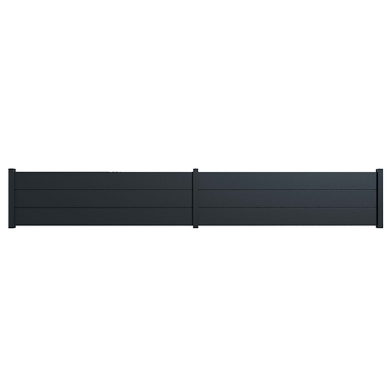 Clôture alu 3 lames modèle plein en kit - 2 éléments dim. L4154 mm (poteaux compris) x H660 mm Gris RAL 7016