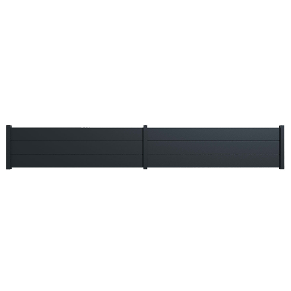 Clôture alu 3 lames modèle plein en kit - 2 éléments dim. L4154 mm (poteaux compris) x H660 mm  Gris RAL 7016