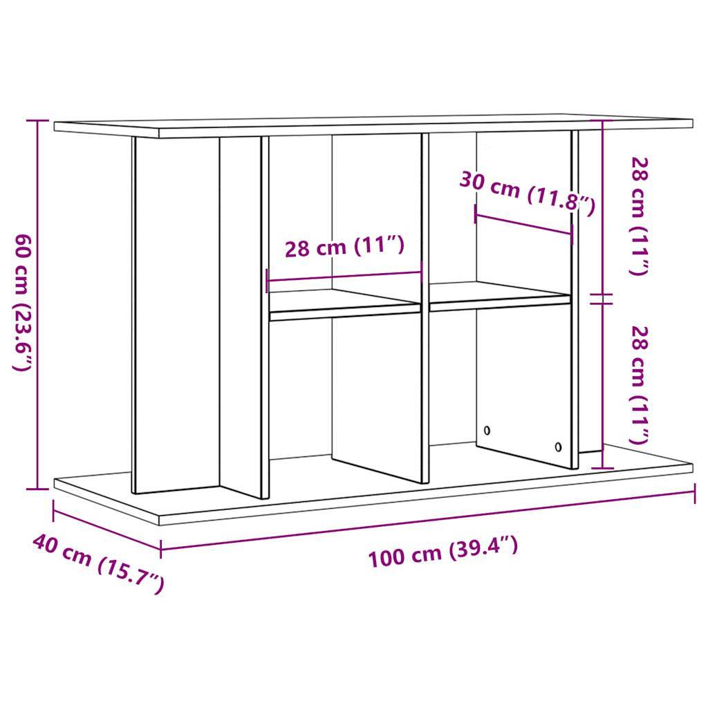 Meuble Support Aquarium en Bois avec 2 Étagères 100x40x60 cm Vieux Bois - ComfortXL Outdoor Living - Image 9