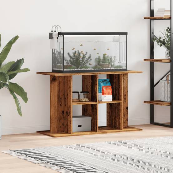 Meuble Support Aquarium en Bois avec 2 Étagères 100x40x60 cm Vieux Bois - ComfortXL Outdoor Living - Image 1