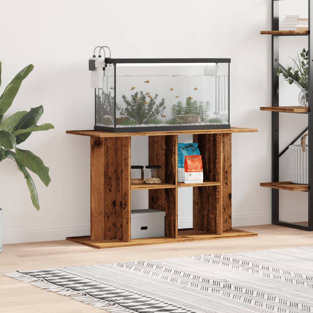 Meuble Support Aquarium en Bois avec 2 Étagères 100x40x60 cm Vieux Bois - ComfortXL Outdoor Living - Image 1