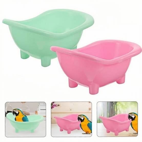 Lot de 2 bacs de bain en plastique pour oiseaux DtopbuyAge - Image 1