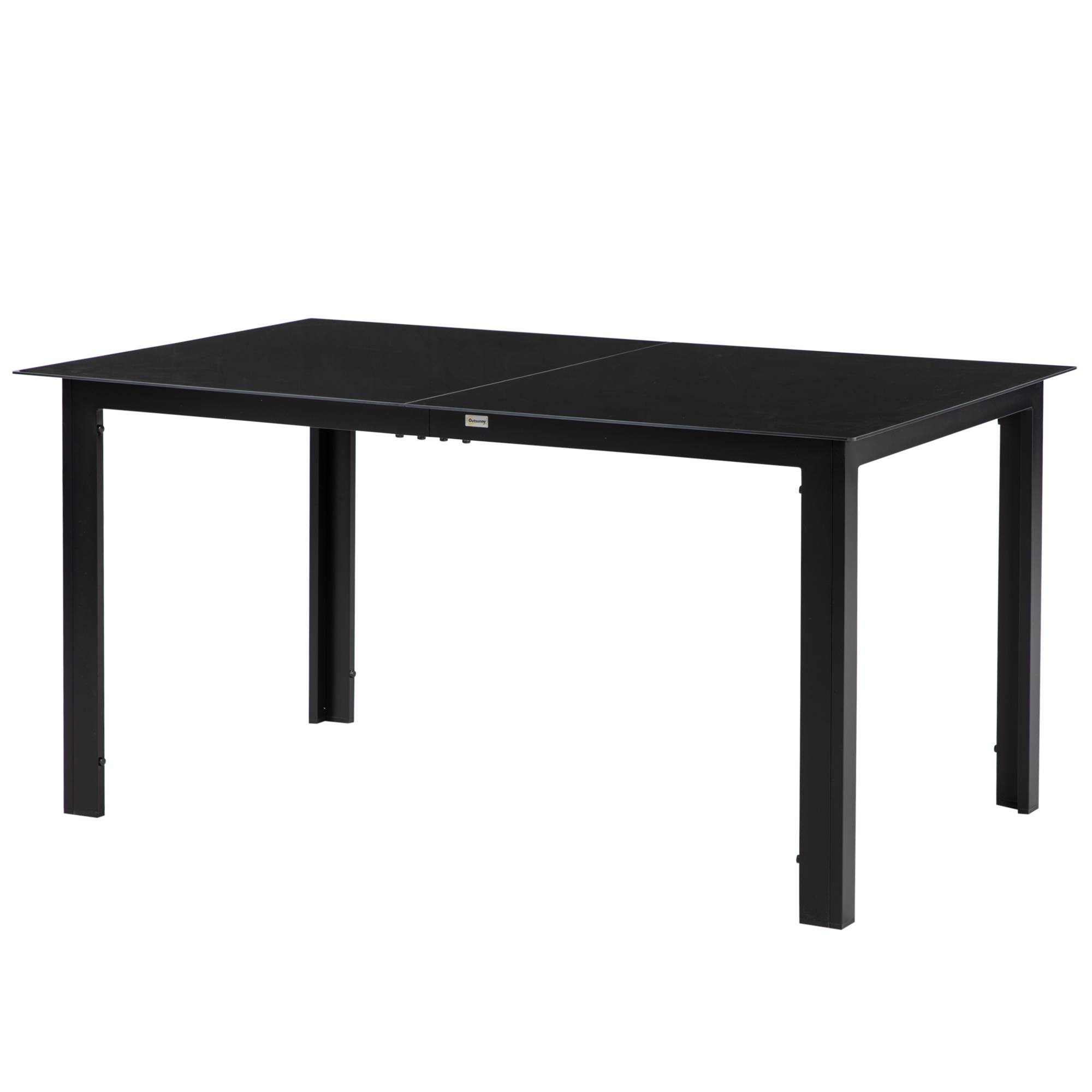 Table de jardin rectangulaire noire verre aluminium 150x90 cm pour 6 personnes - Image 2