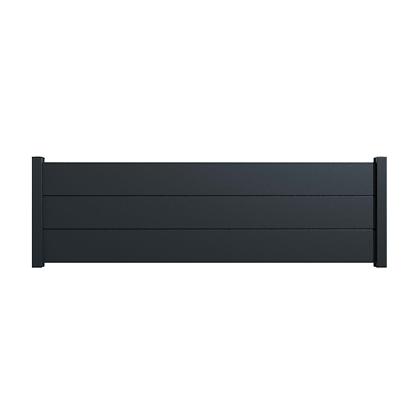 Portail Packit - Clôture alu 3 lames modèle plein en kit dim. L.2107 mm (poteaux compris) X H.660 mm  Gris RAL 7016