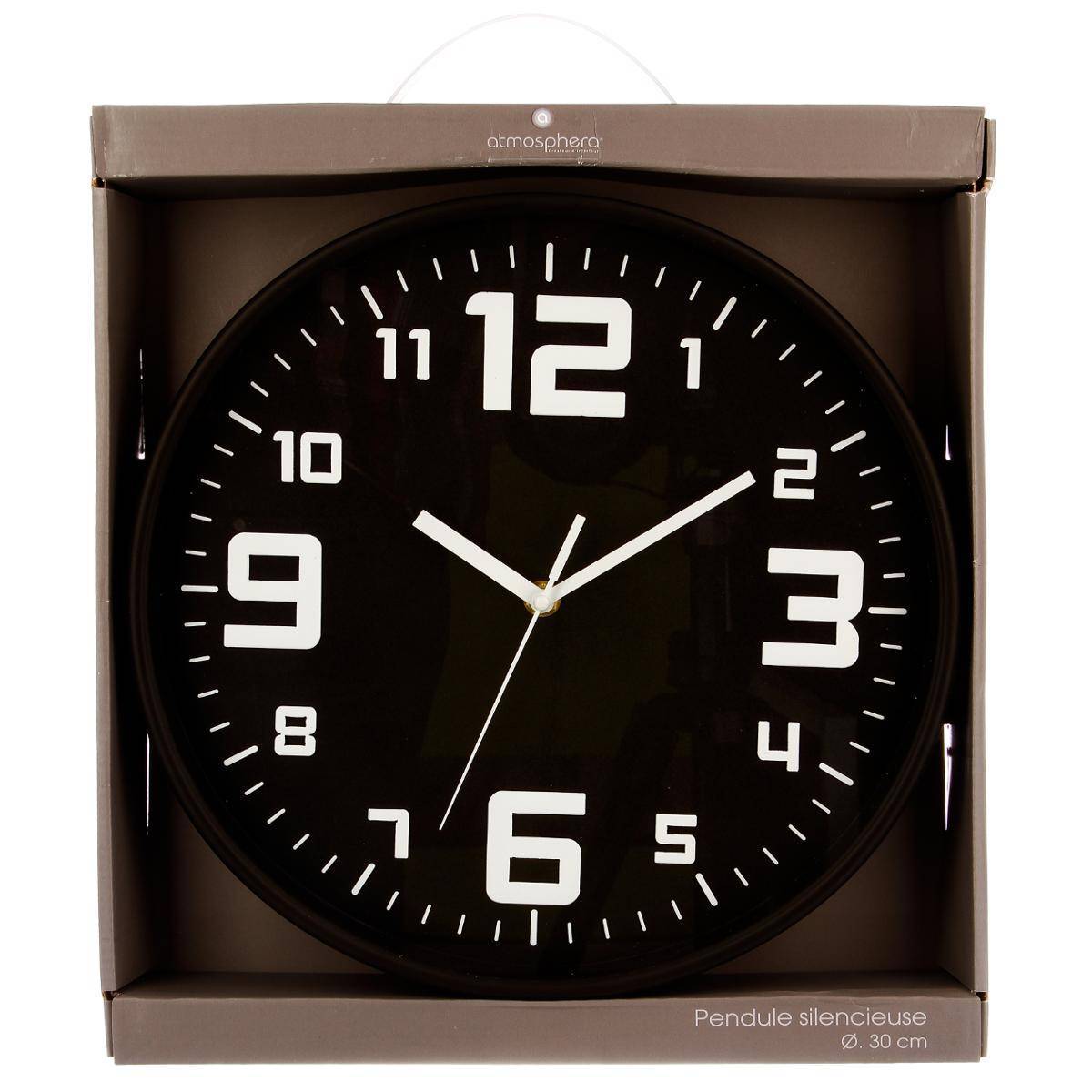 Atmosphera - Horloge argent "Silence" noir D30cm - Atmosphera Créateur d'intérieur - Imagen 2