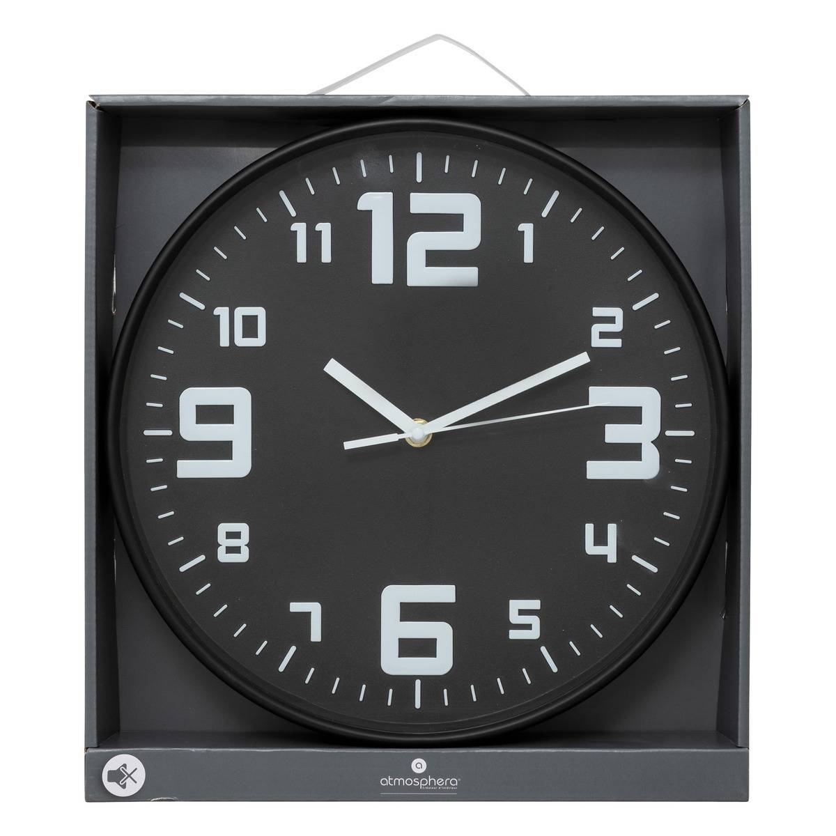 Atmosphera - Horloge argent "Silence" noir D30cm - Atmosphera Créateur d'intérieur - Imagen 3