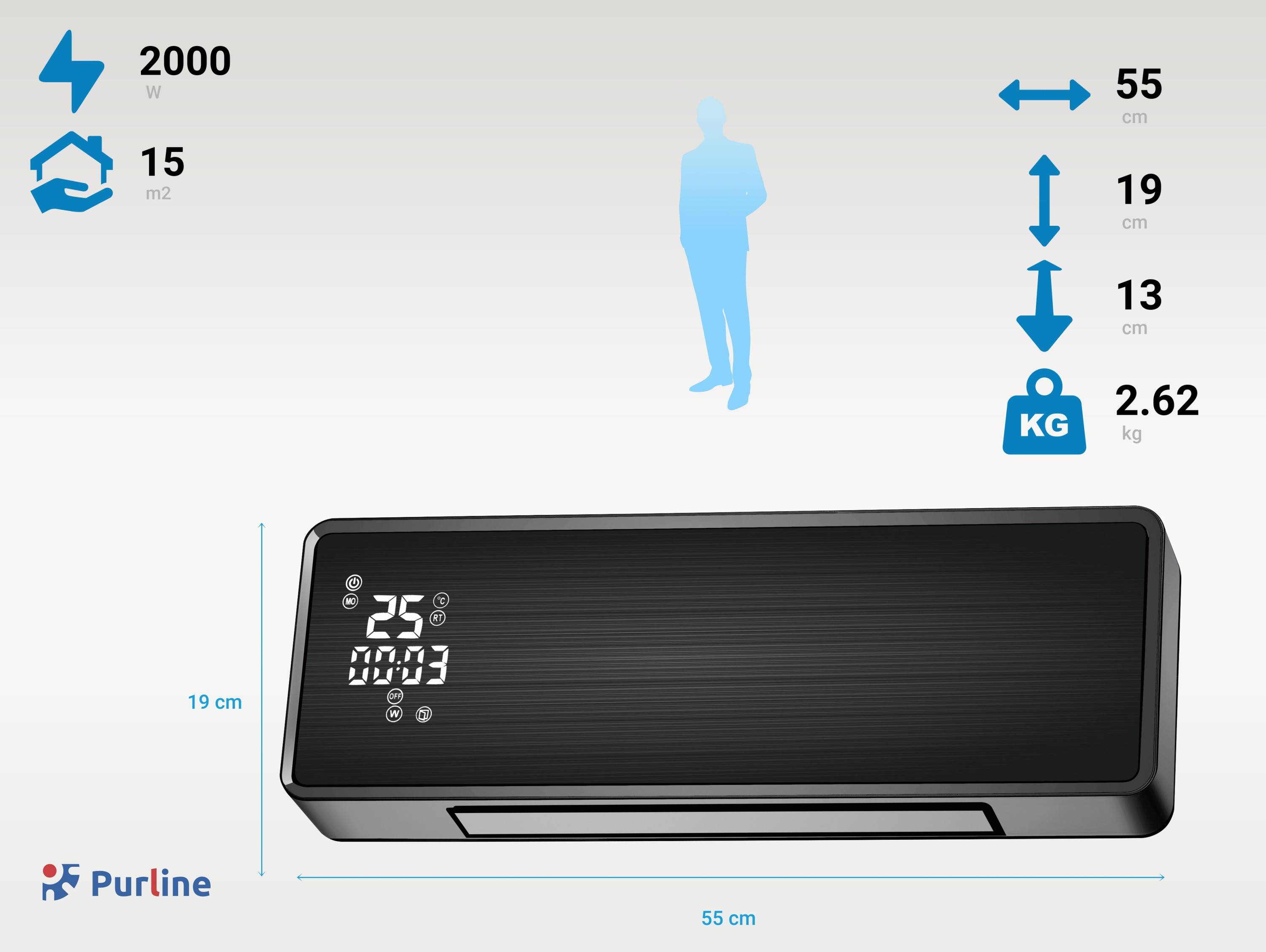 Chauffage split mural 2000 W avec WIFI et minuterie - Purline - Image 3