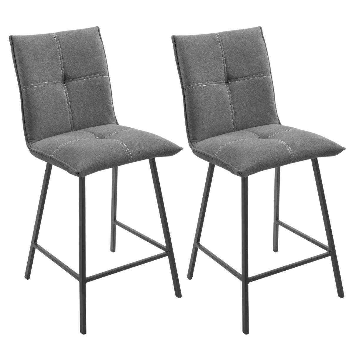 Lot de 2 Tabourets Gris Anthracite Assise H65cm - LAGOS - Image 1