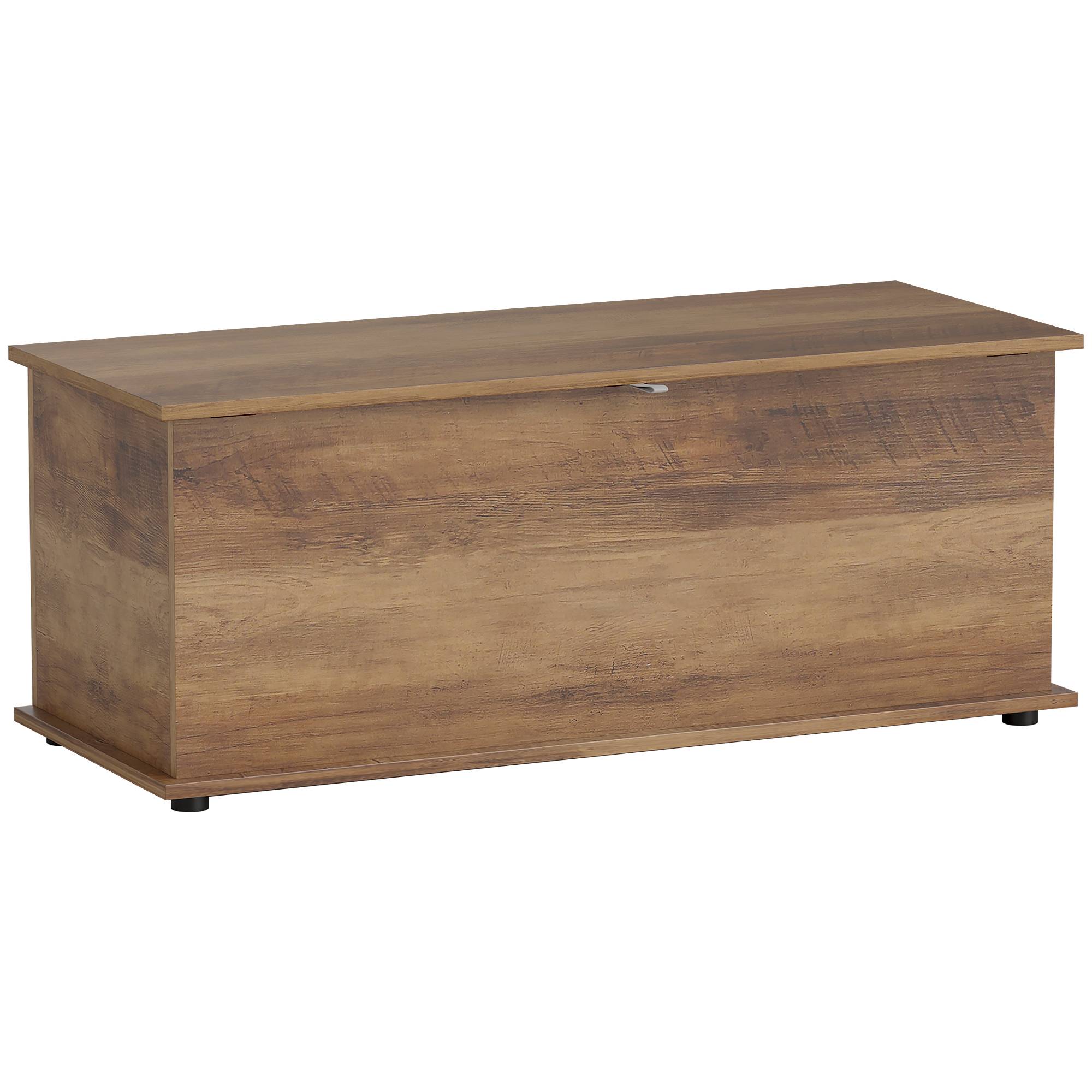 Sans Marque - Coffre de rangement, banc de rangement avec couvercle rabattable et charnières de sécurité, 100 x 40 x 40 cm, marron - Image 2