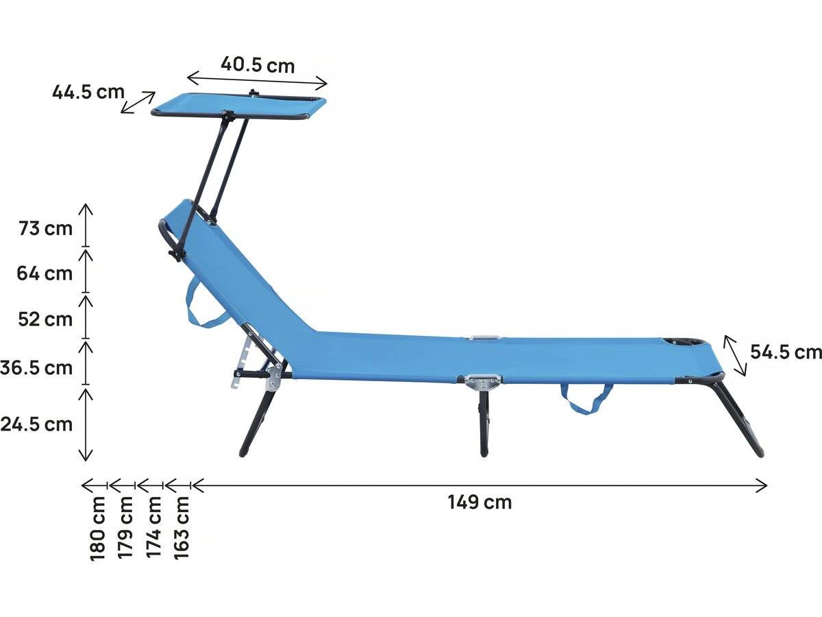 Habitat Et Jardin - Lot De 2 Bains De Soleil Pliable "lazy" - Avec Pare Soleil - Bleu -habitat Et Jardin - Image 4