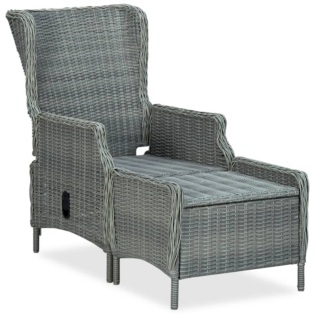 Chaise de jardin inclinable - Fauteuil De Jardin tabouret Résine tressée Gris clair - Image 3